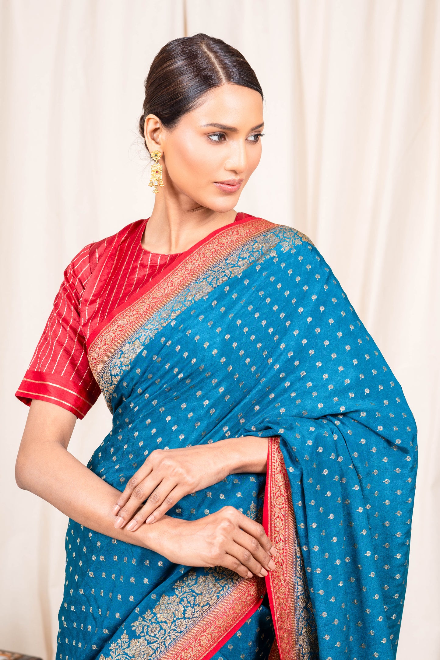German Blue Banarasee Handwoven Saree