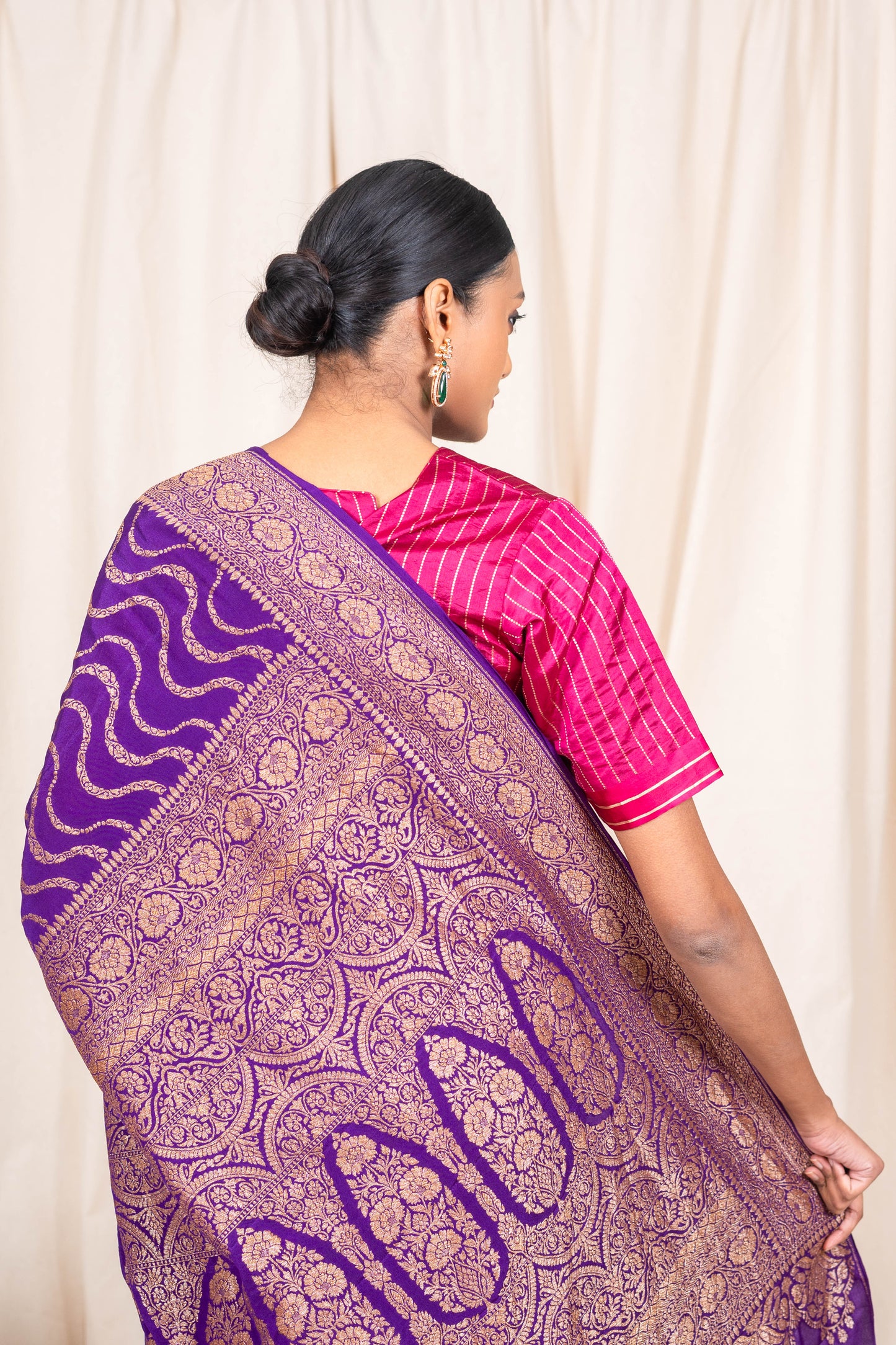 Purple Crepe Silk Banarasi Saree