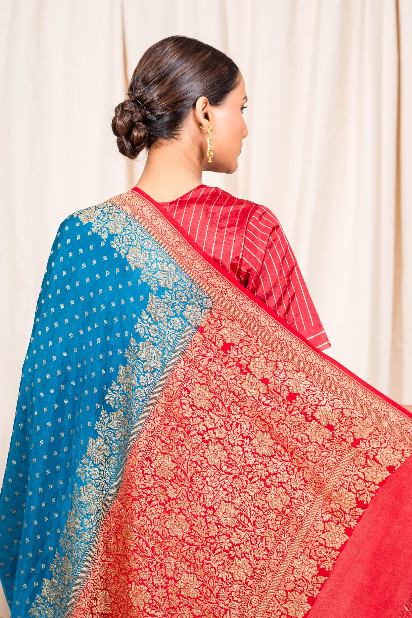 German Blue Banarasee Handwoven Saree