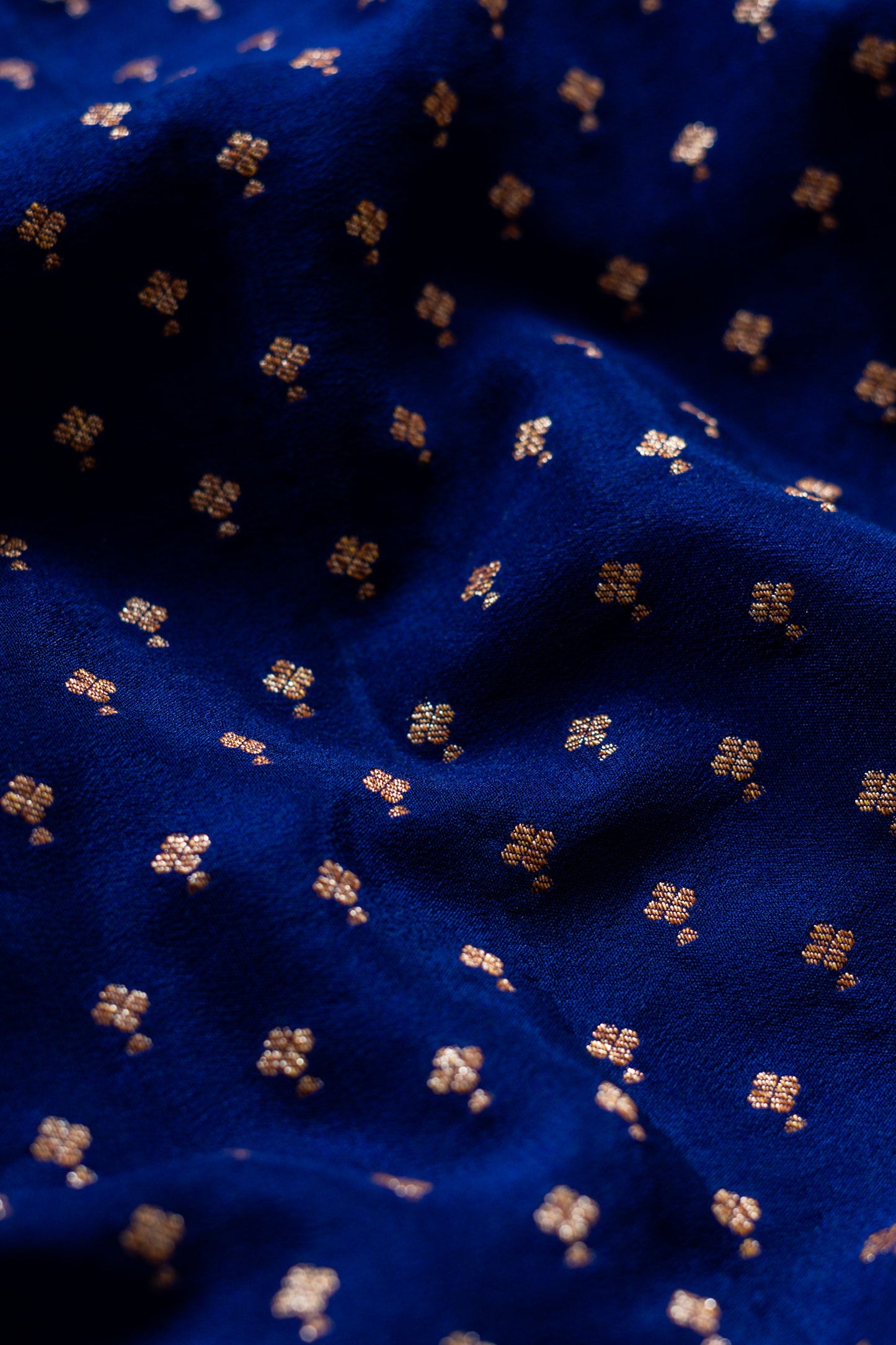 Navy Blue Crepe Silk Handwoven Banarasee Saree