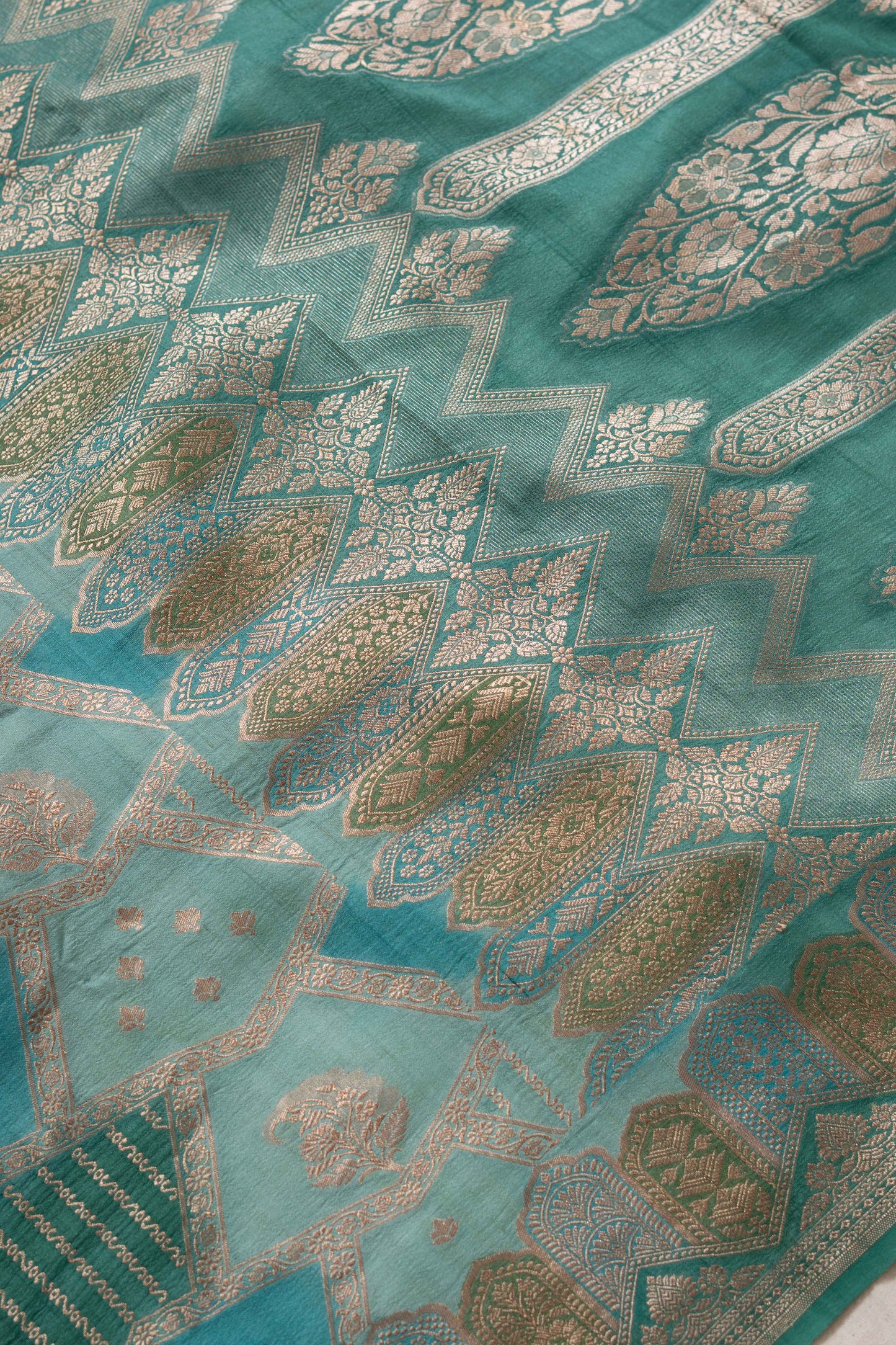 Sea Green Tussar Georgette Banarasi Handwoven Saree