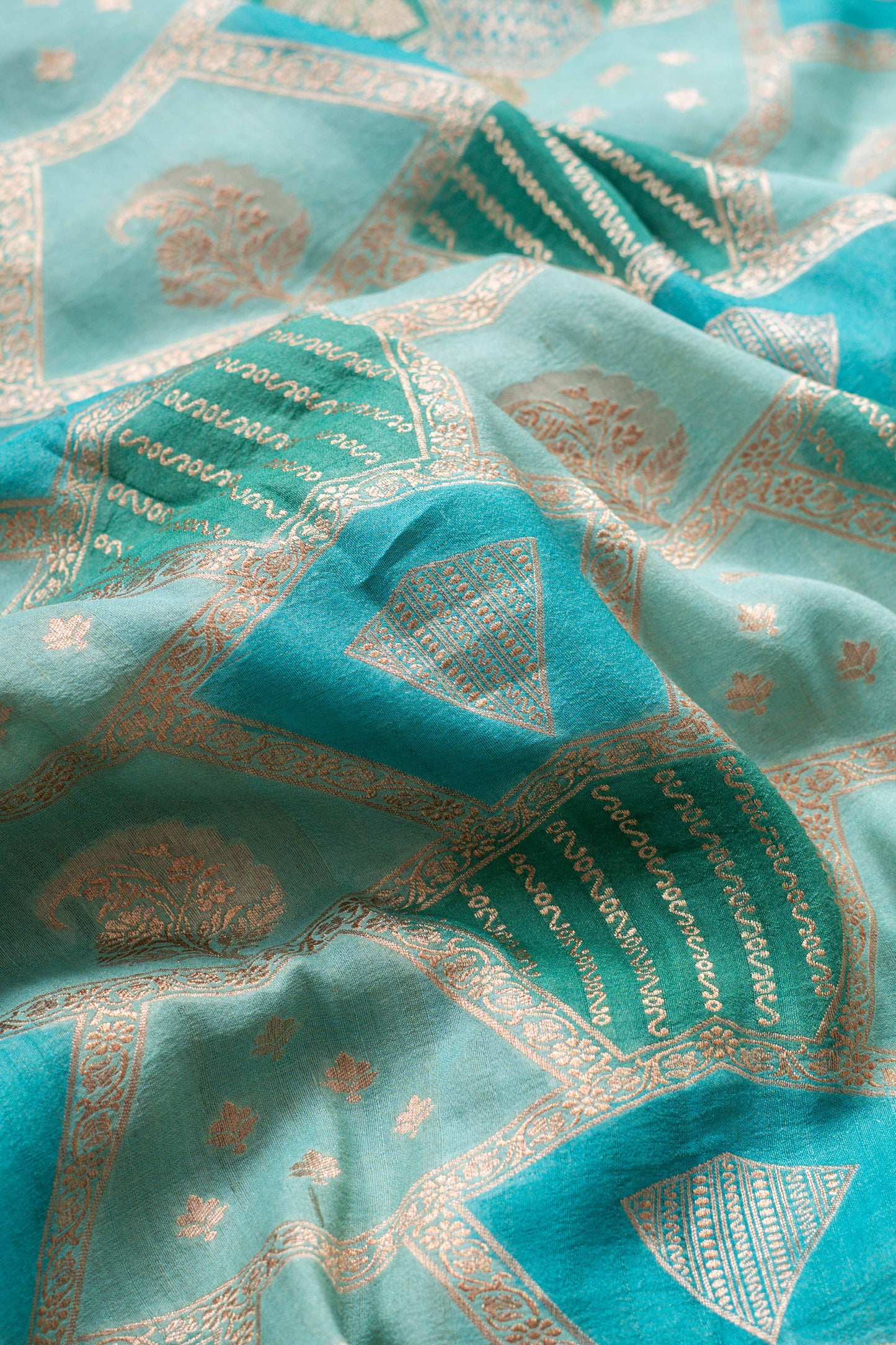 Sea Green Tussar Georgette Banarasi Handwoven Saree