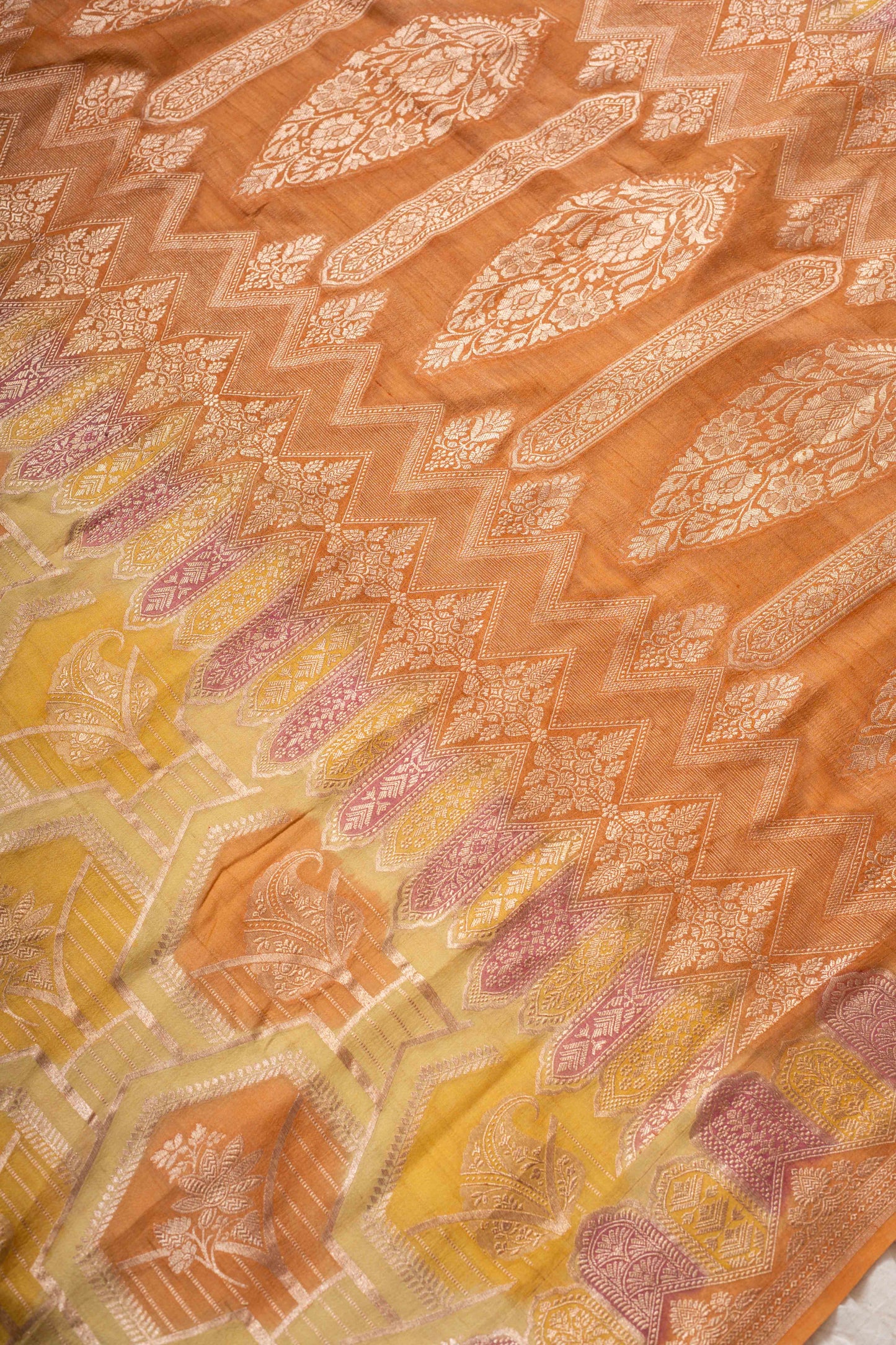 Gold Tussar Georgette Banarasi Handwoven Saree
