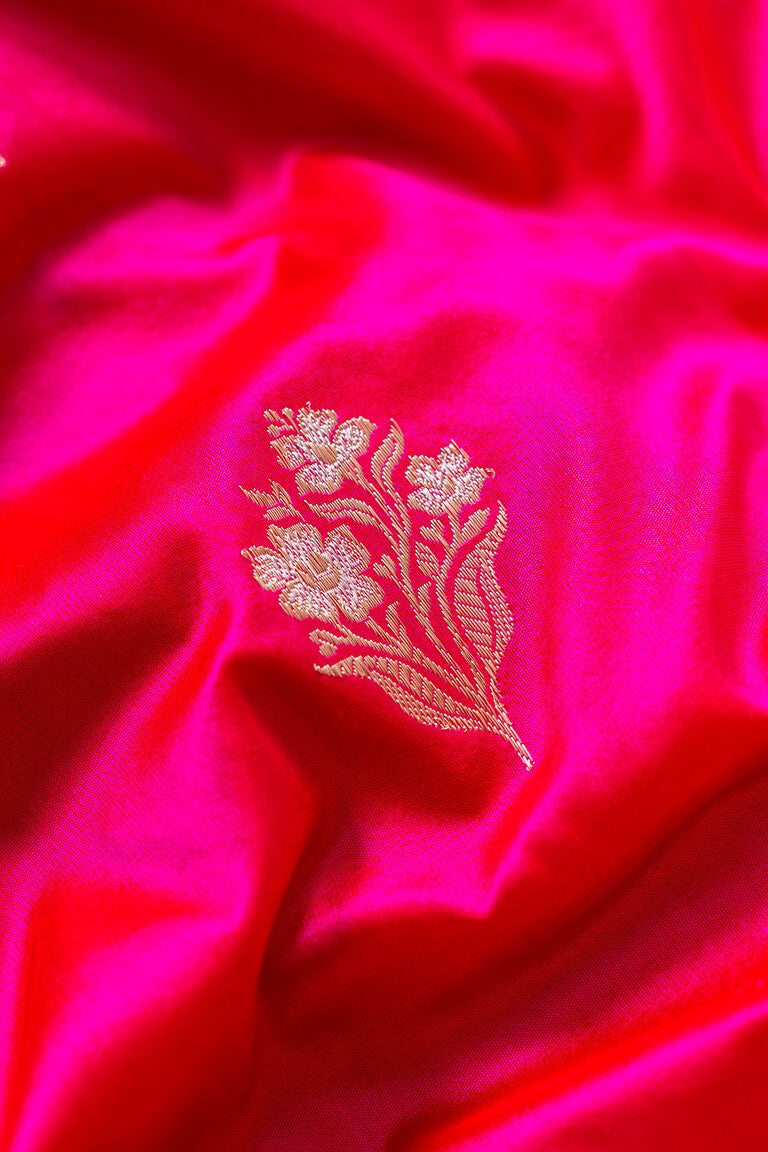 Rani Pink Katan Silk Handwoven Banaras Saree