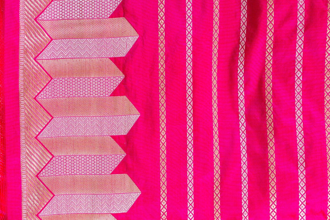 Rani Pink Katan Silk Handwoven Banaras Saree