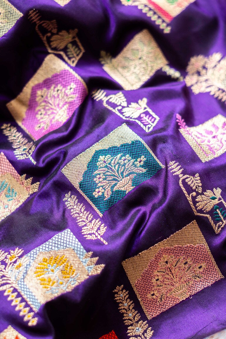 Magenta Katan Silk Handwoven Banaras Saree