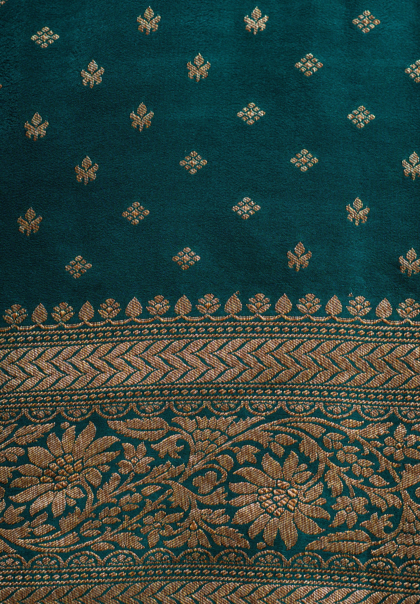 Bottle Green Banarasee Handwoven Saree