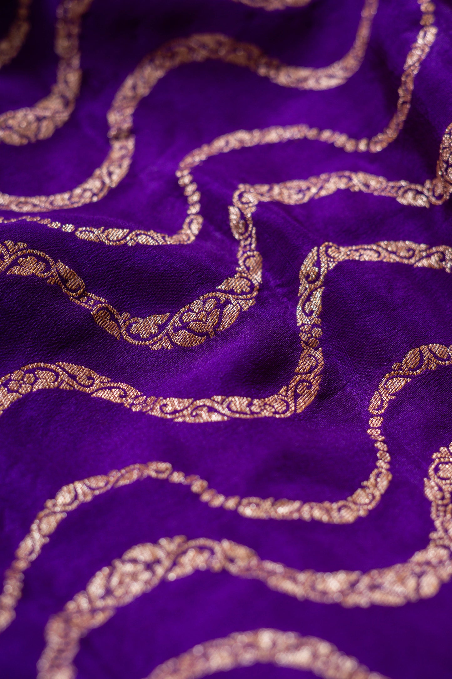 Purple Crepe Silk Banarasi Saree