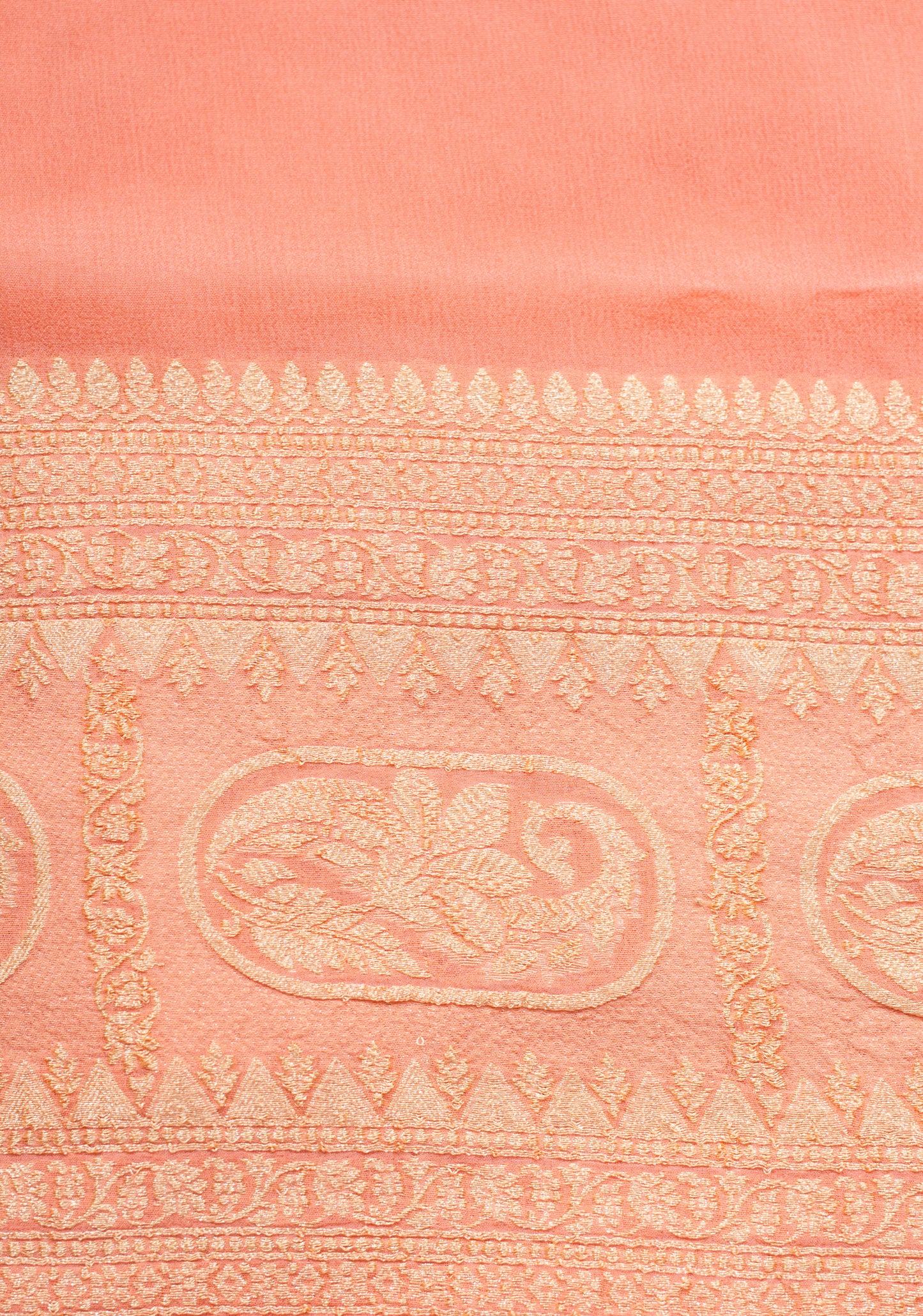 Peach Khaddi Georgette Banarasi Saree