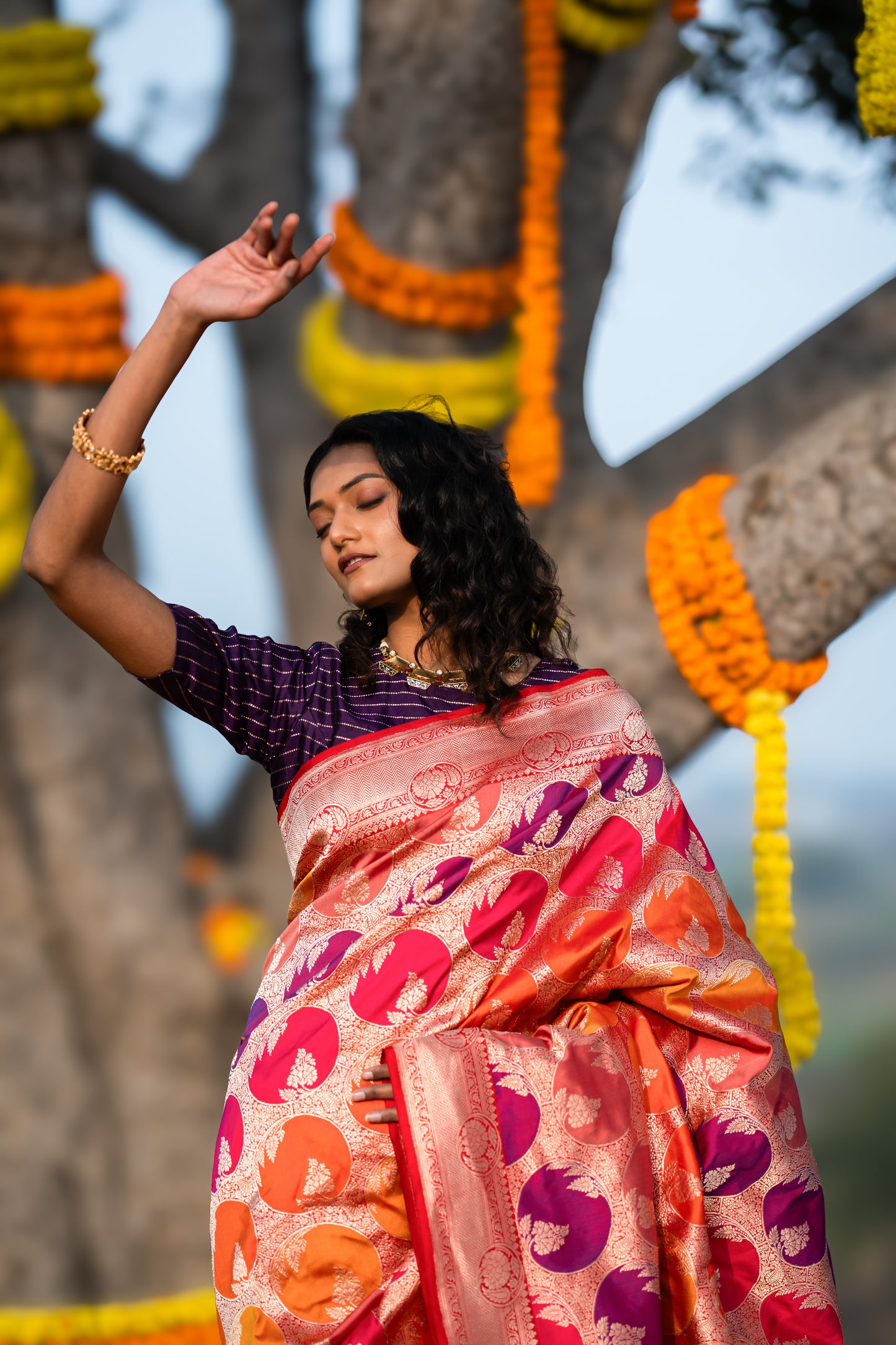 Red Katan Silk Banarasee Handwoven Saree