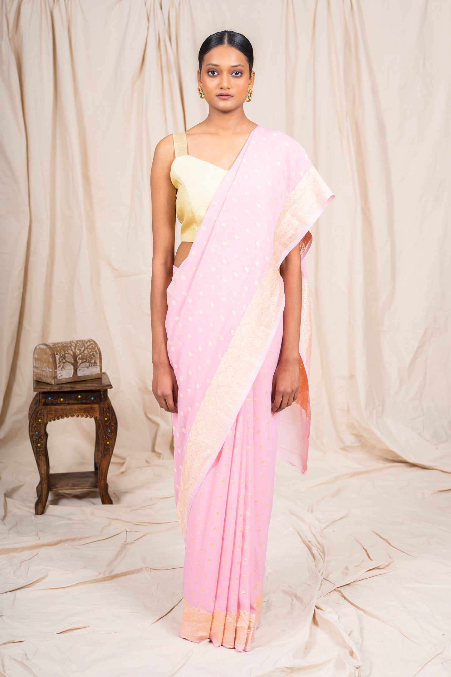 Pink Khaddi Georgette Banarasi Saree