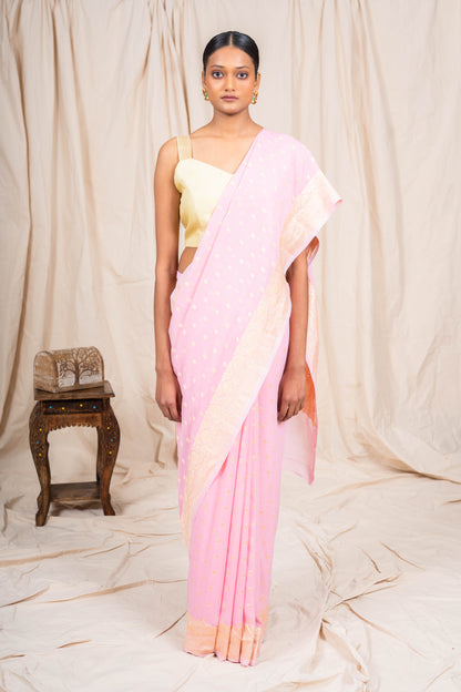 Pink Khaddi Georgette Banarasi Saree