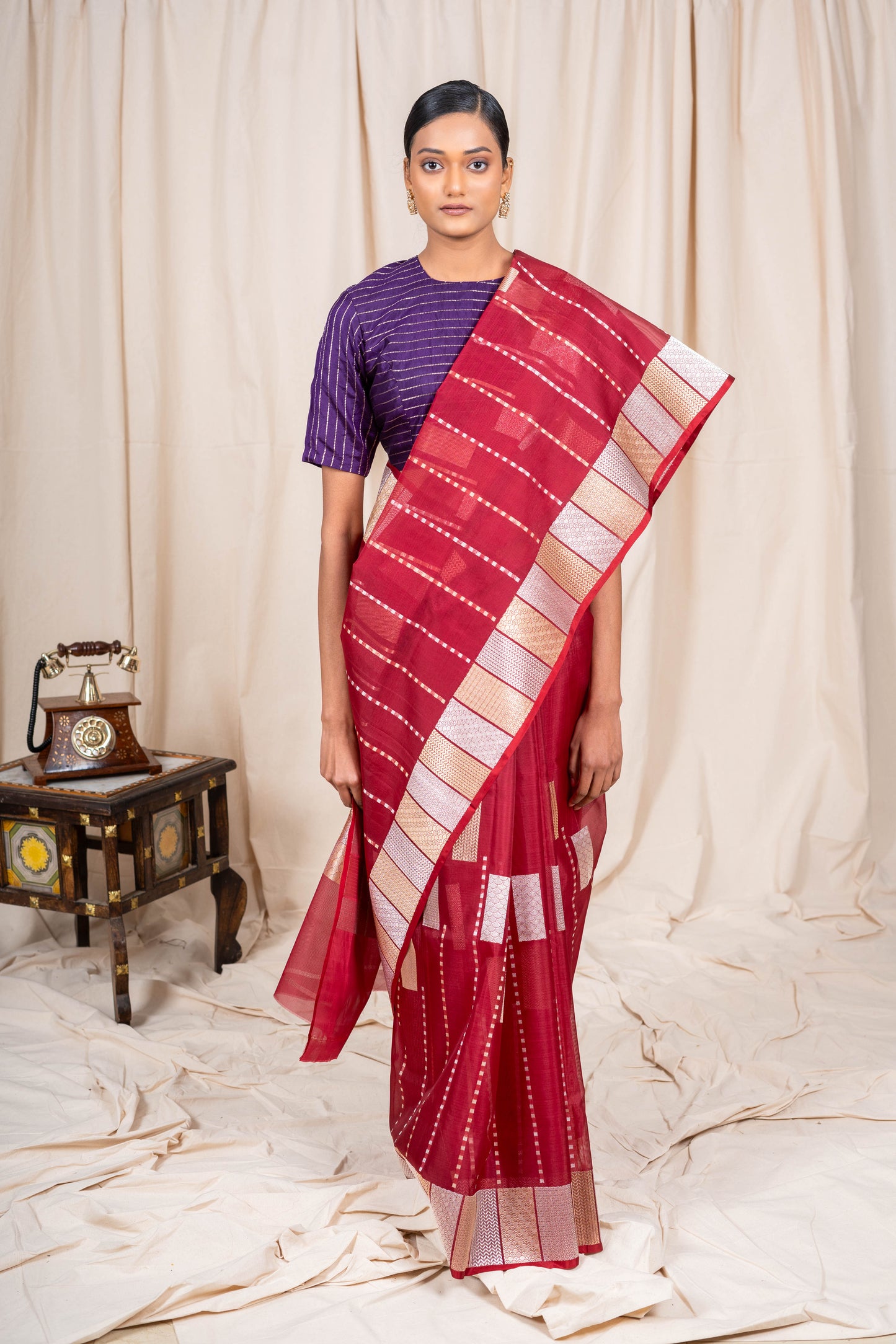Brown Organza Handwoven Banaras Saree