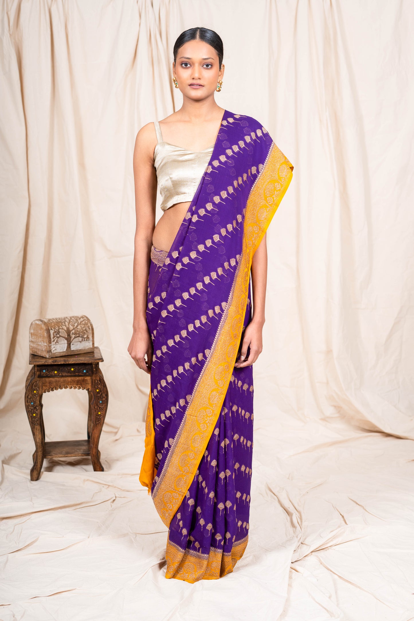 Purple Khaddi Georgette Banarasi Saree