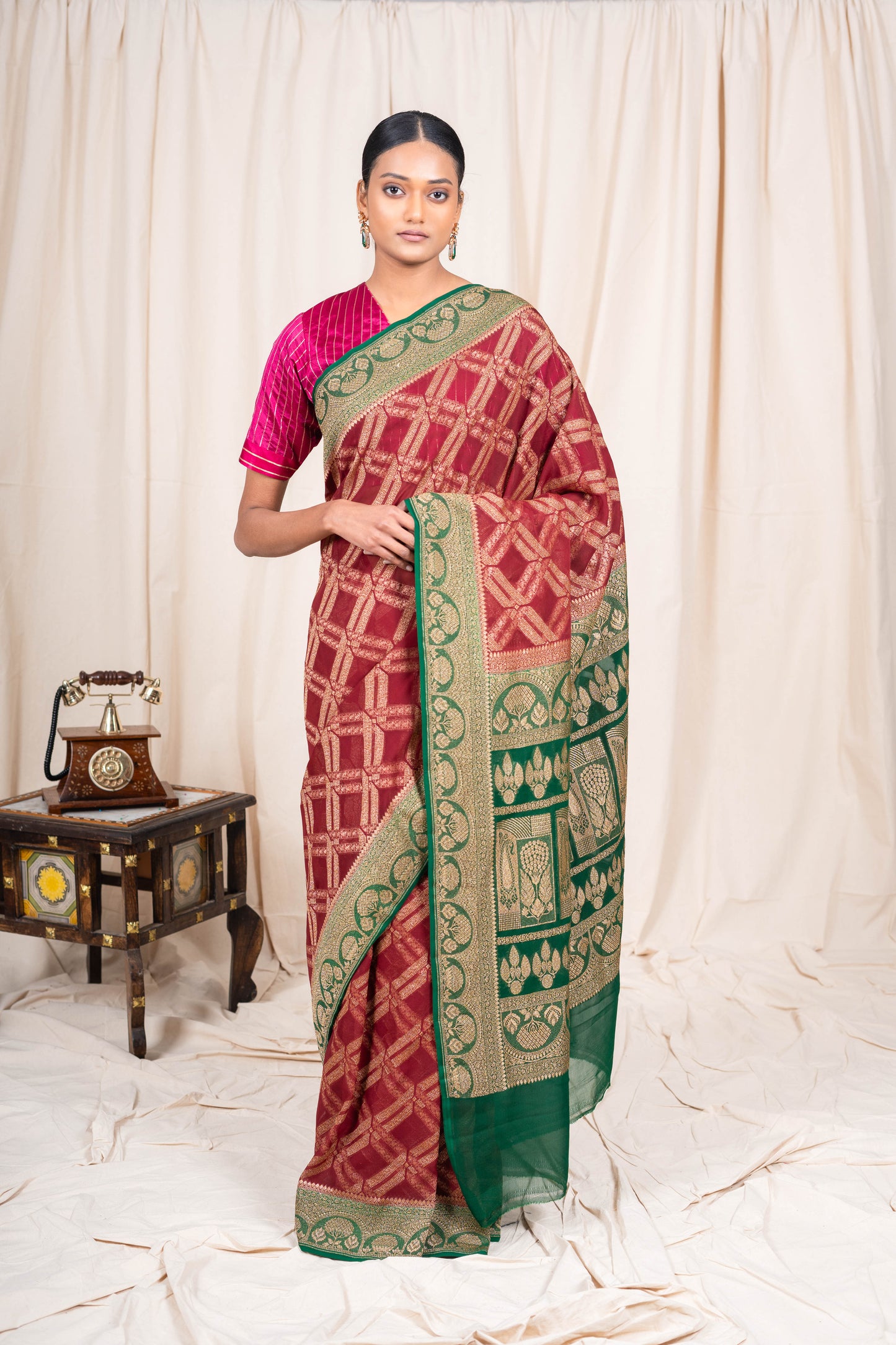 Brown Khaddi Georgette Banarasi Saree
