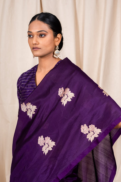 Purple Soft Silk Handwoven Banaras Saree