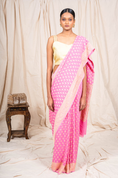 Pink Khaddi Georgette Banarasi Saree