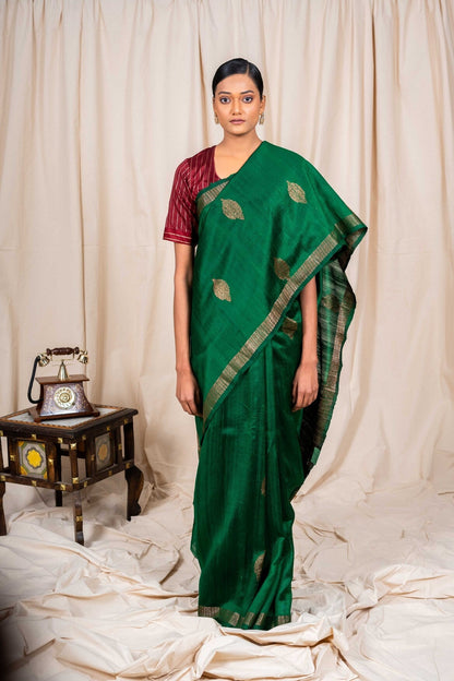 Pink Tussar Silk Handwoven Banaras Saree