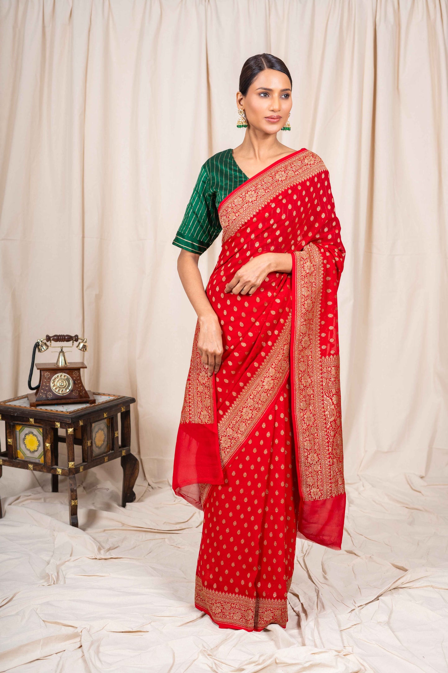 Red Khaddi Georgette Handwoven Banarasee Saree