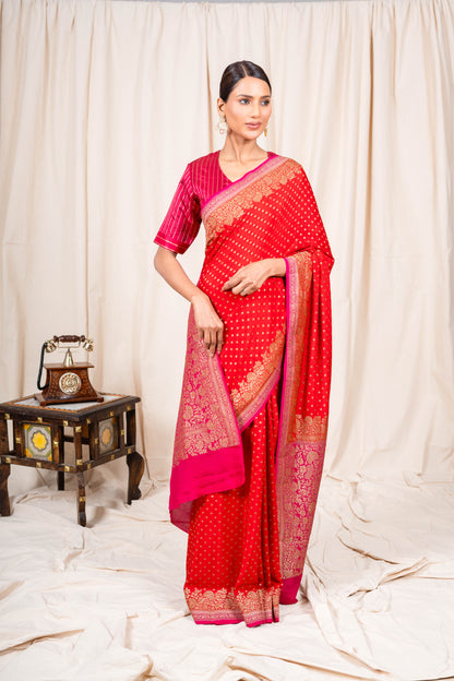 Red Banarasee Handwoven Saree