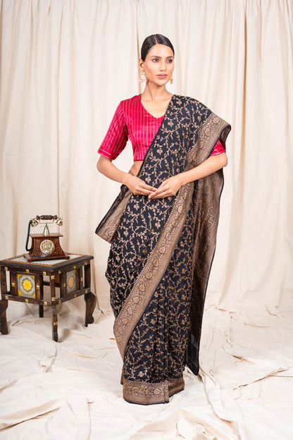 Black Banarasee Handwoven Saree