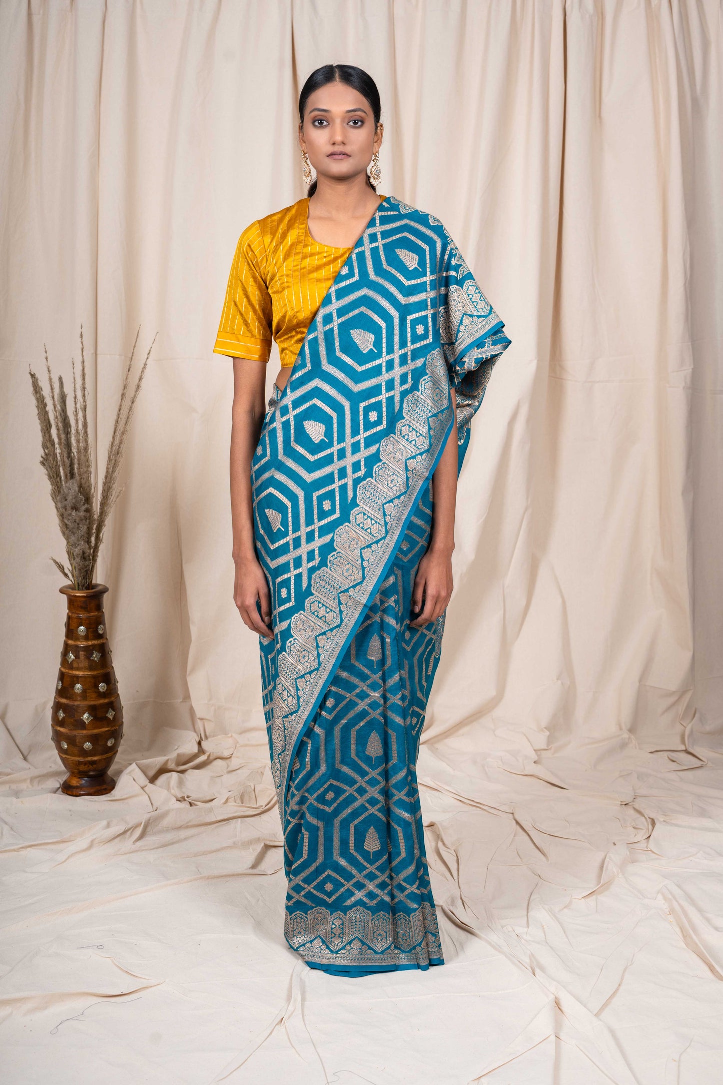 Pink Organza Handwoven Banaras Saree