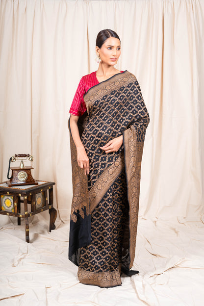 Black Banarasee Handwoven Saree