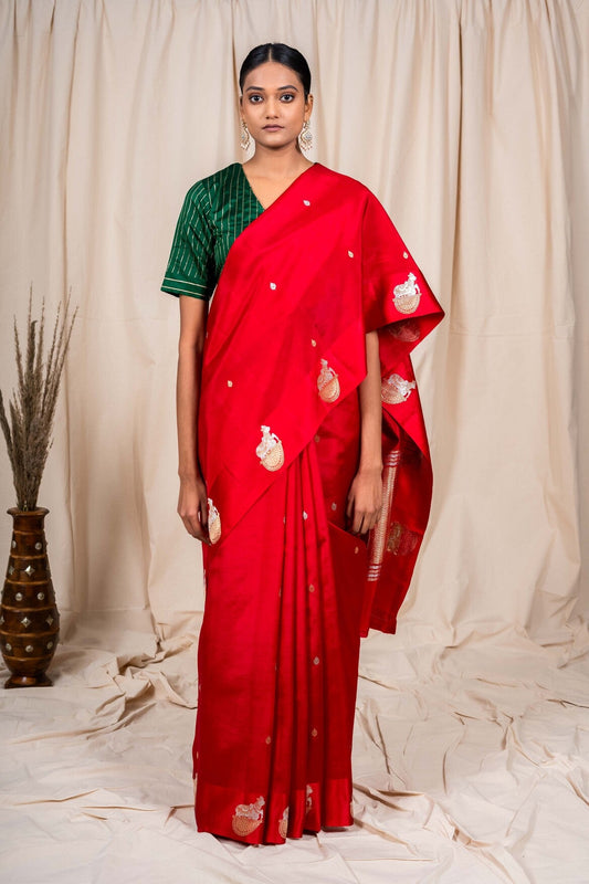 Red Soft Silk Handwoven Banaras Saree