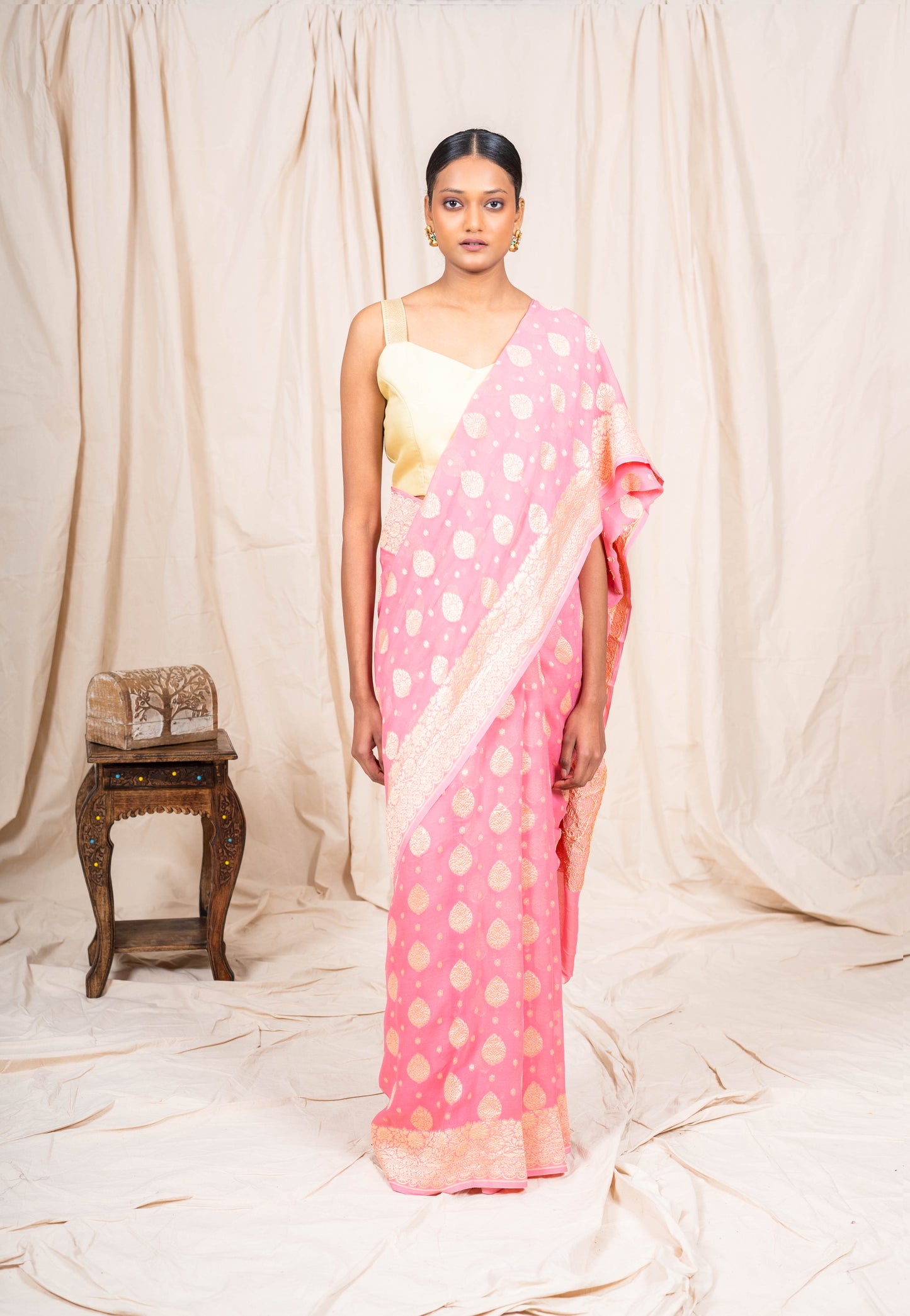 Pink Khaddi Georgette Banarasi Saree