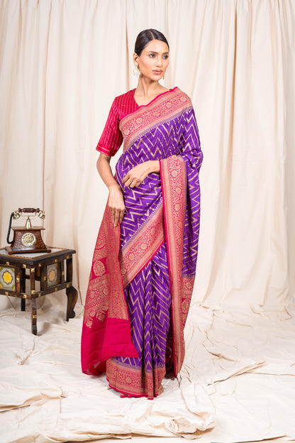 Purple Banarasee Handwoven Saree