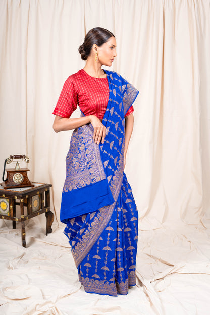 White Banarasee Handwoven Saree