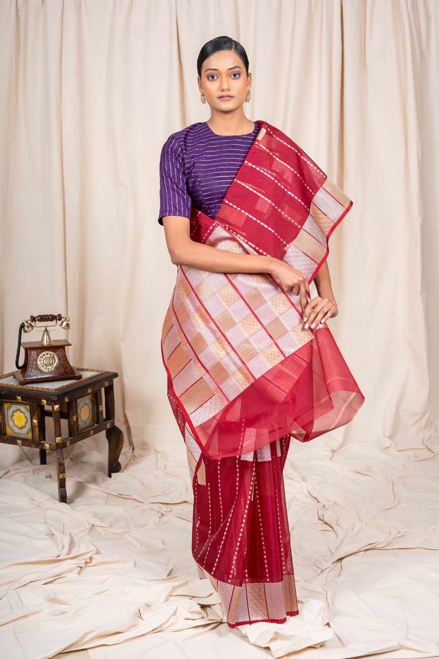 Brown Organza Handwoven Banaras Saree
