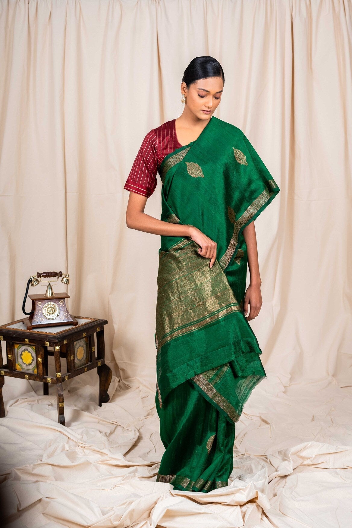 Pink Tussar Silk Handwoven Banaras Saree