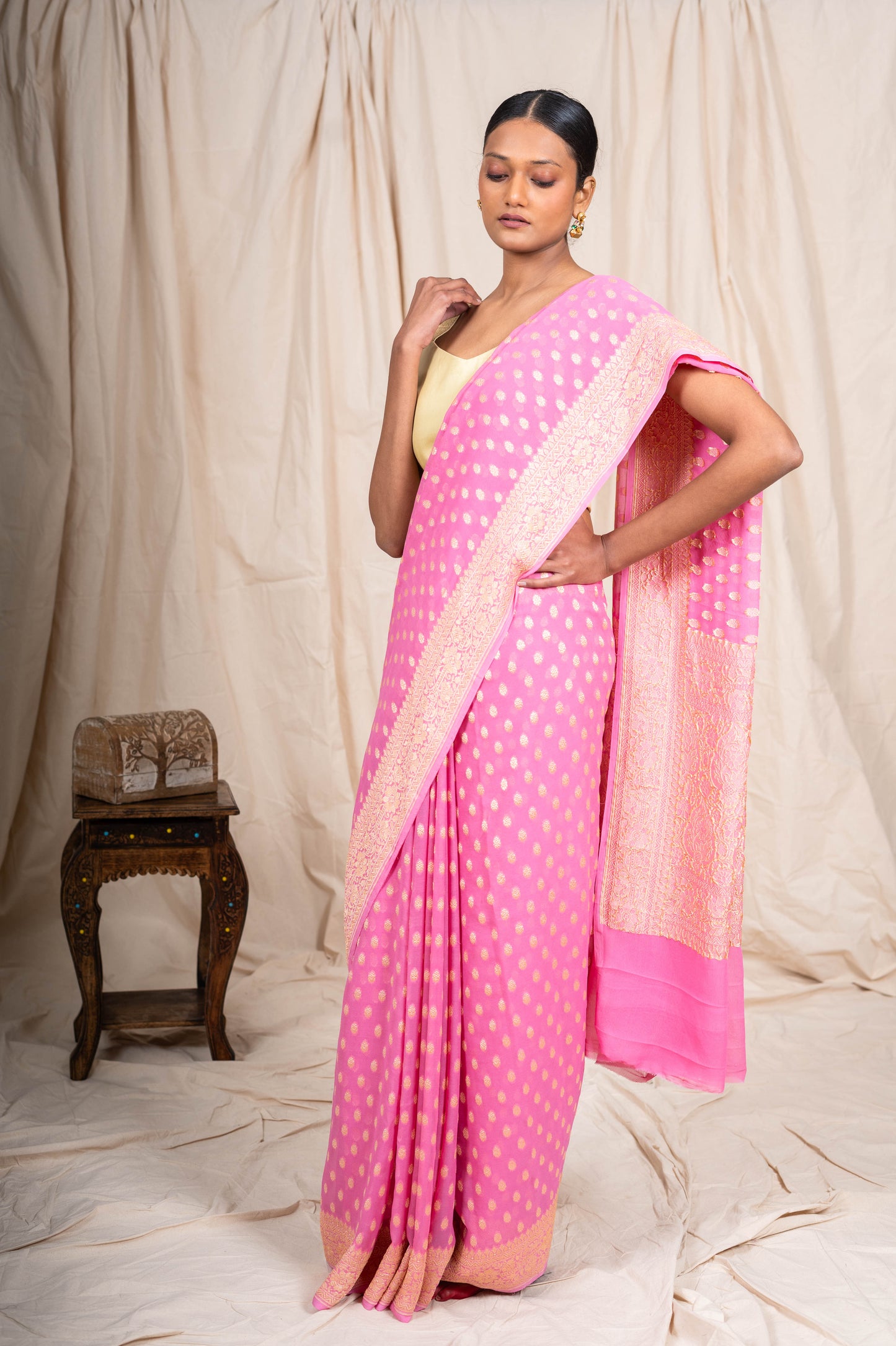 Pink Khaddi Georgette Banarasi Saree