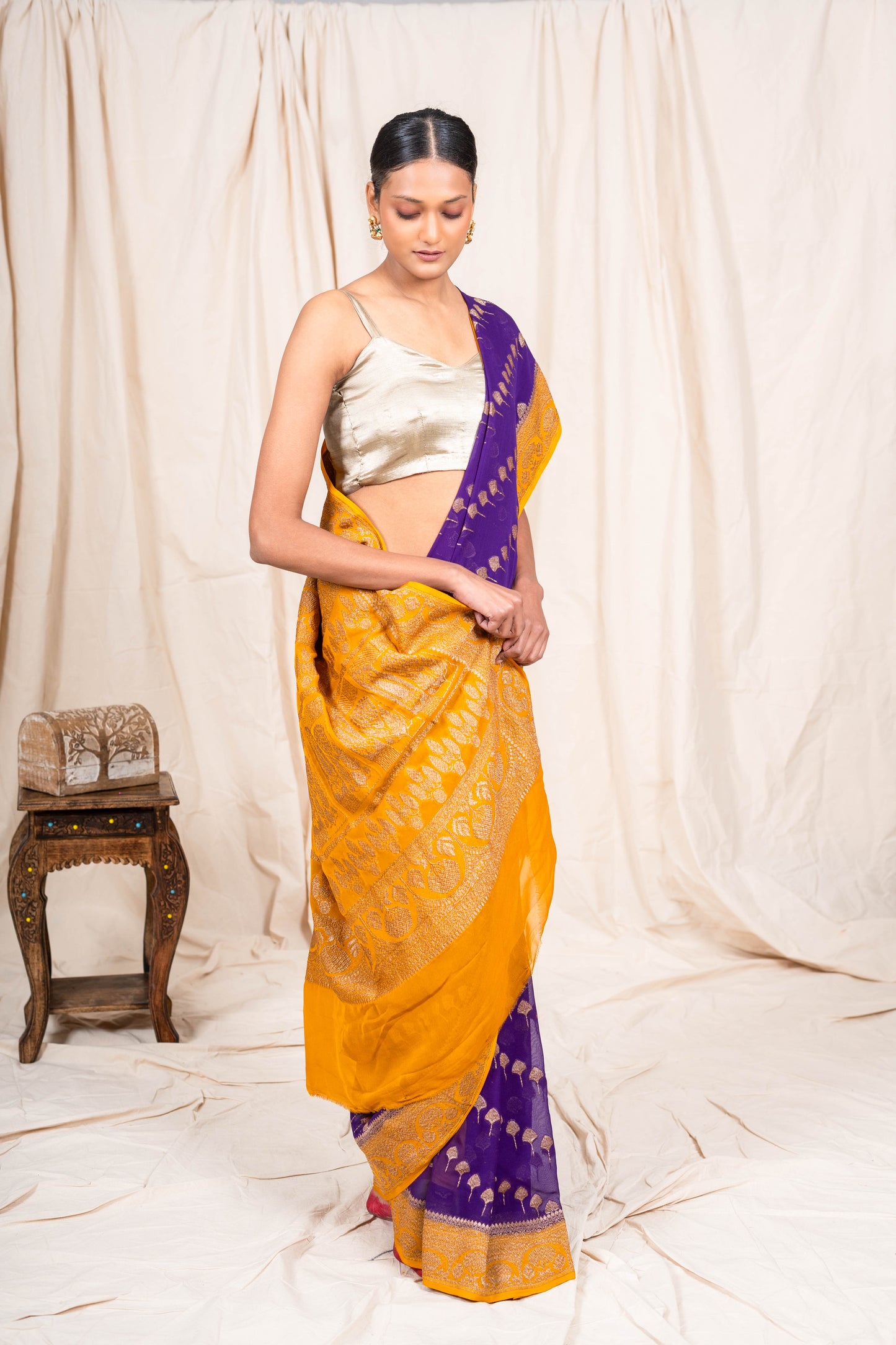 Purple Khaddi Georgette Banarasi Saree