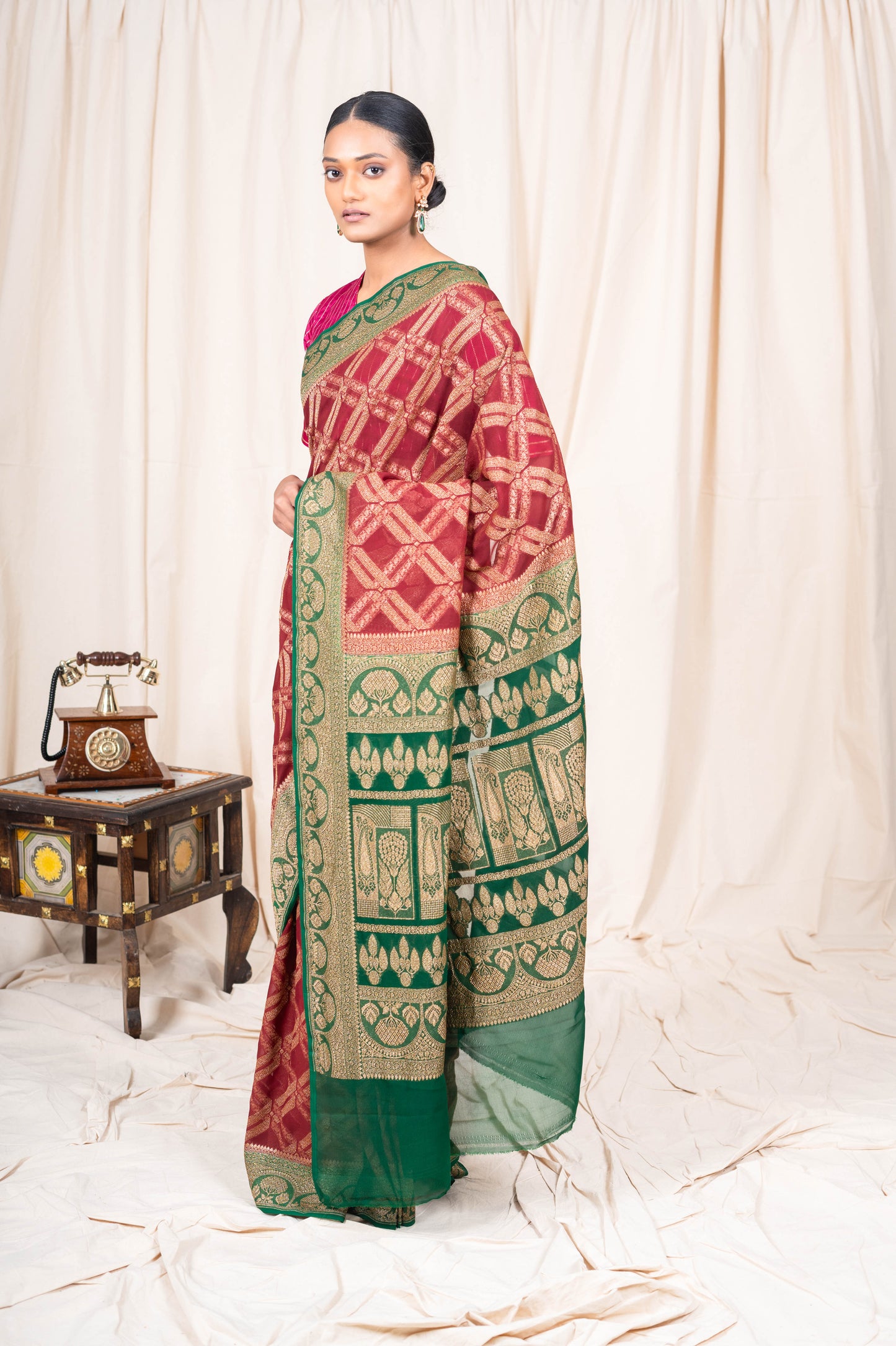 Brown Khaddi Georgette Banarasi Saree