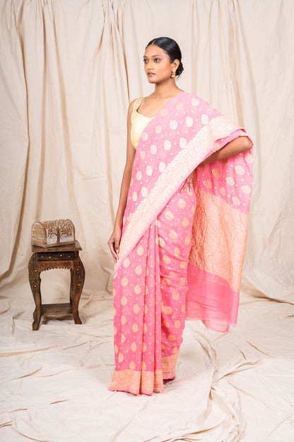 Pink Khaddi Georgette Banarasi Saree