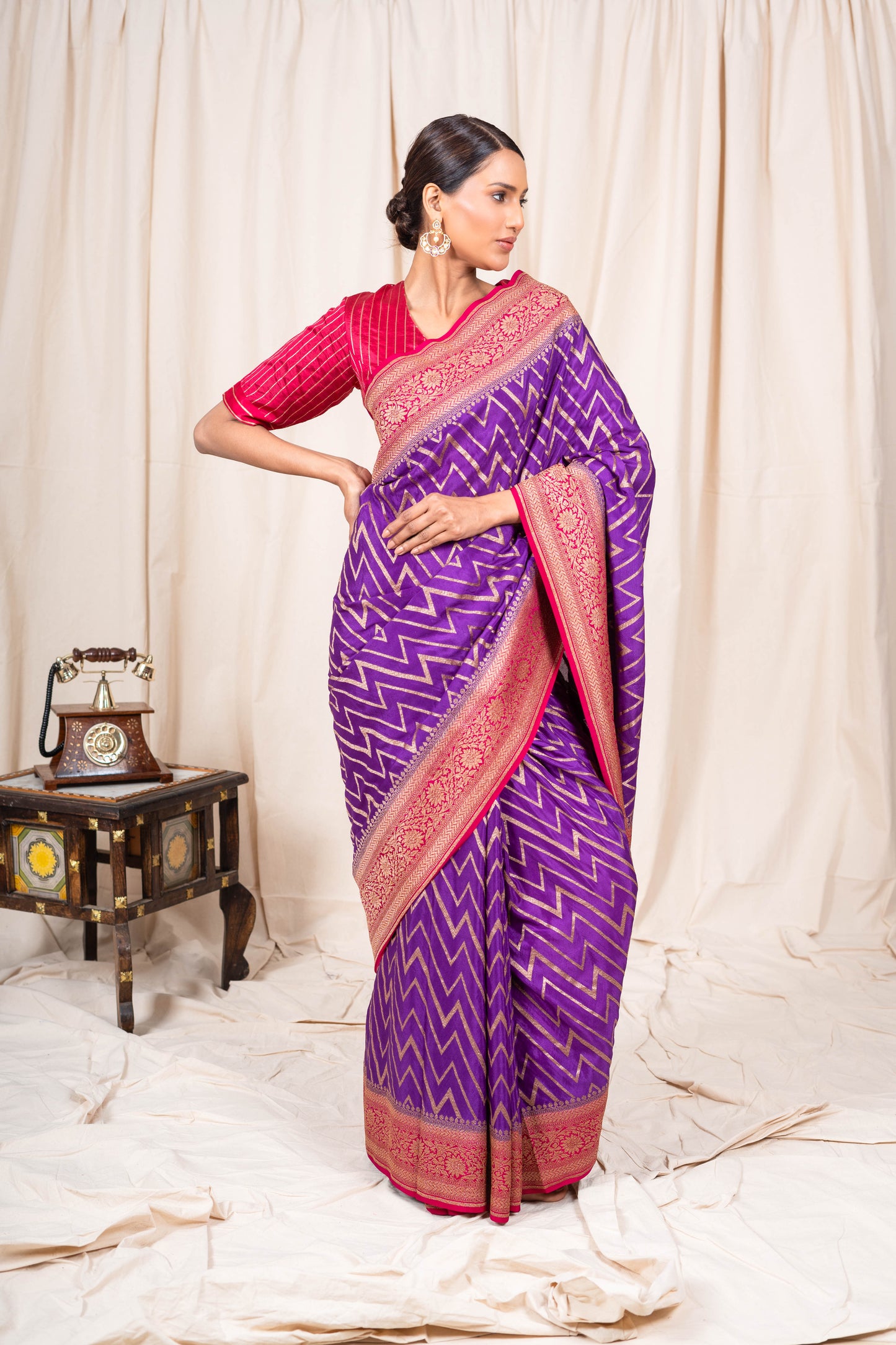 Purple Banarasee Handwoven Saree