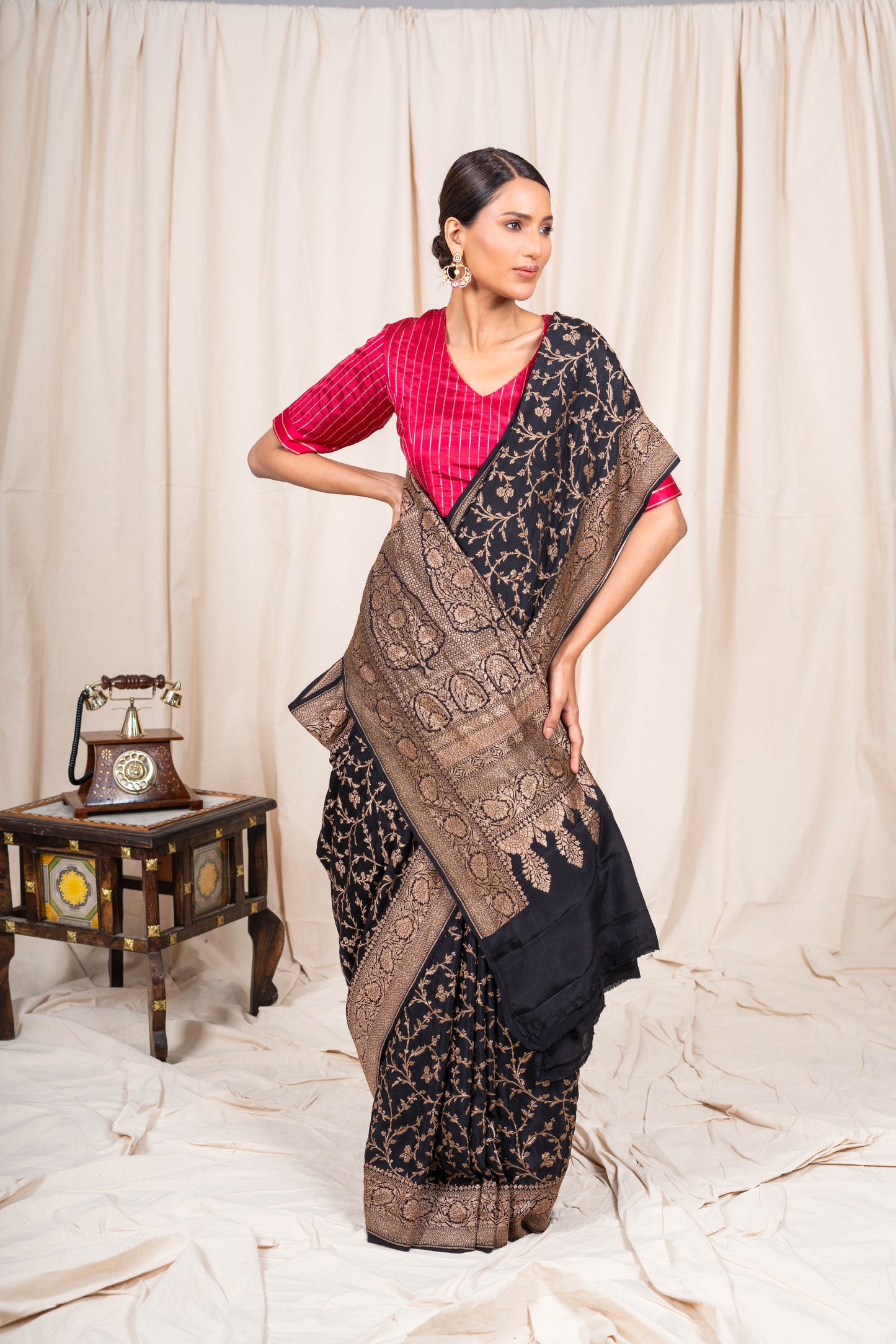 Black Banarasee Handwoven Saree