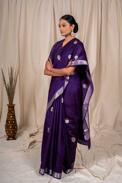 Purple Soft Silk Handwoven Banaras Saree