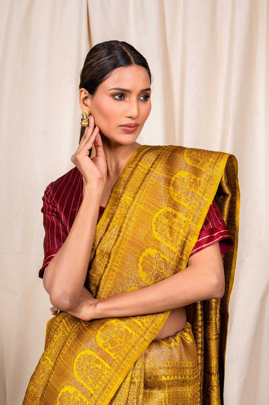 Dhani Tussar Silk Handwoven Banaras Saree