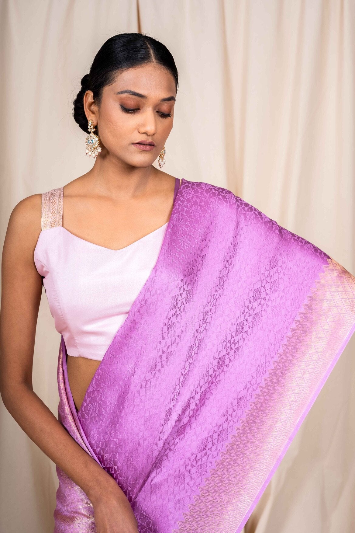 Lavender Mashru Satin Handwoven Banarasee Saree