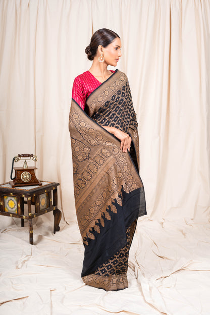 Black Banarasee Handwoven Saree