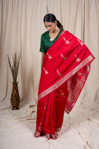 Red Soft Silk Handwoven Banarasee Saree