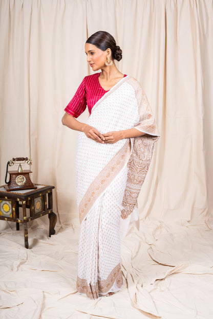 Off White Banarasee Handwoven Saree
