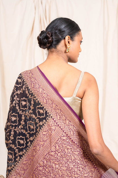 Black Khaddi Georgette Banarasi Saree