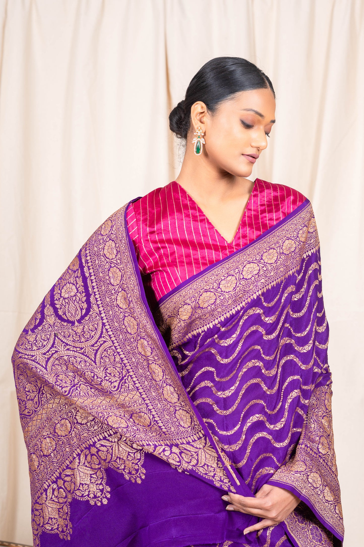 Purple Crepe Silk Banarasi Saree