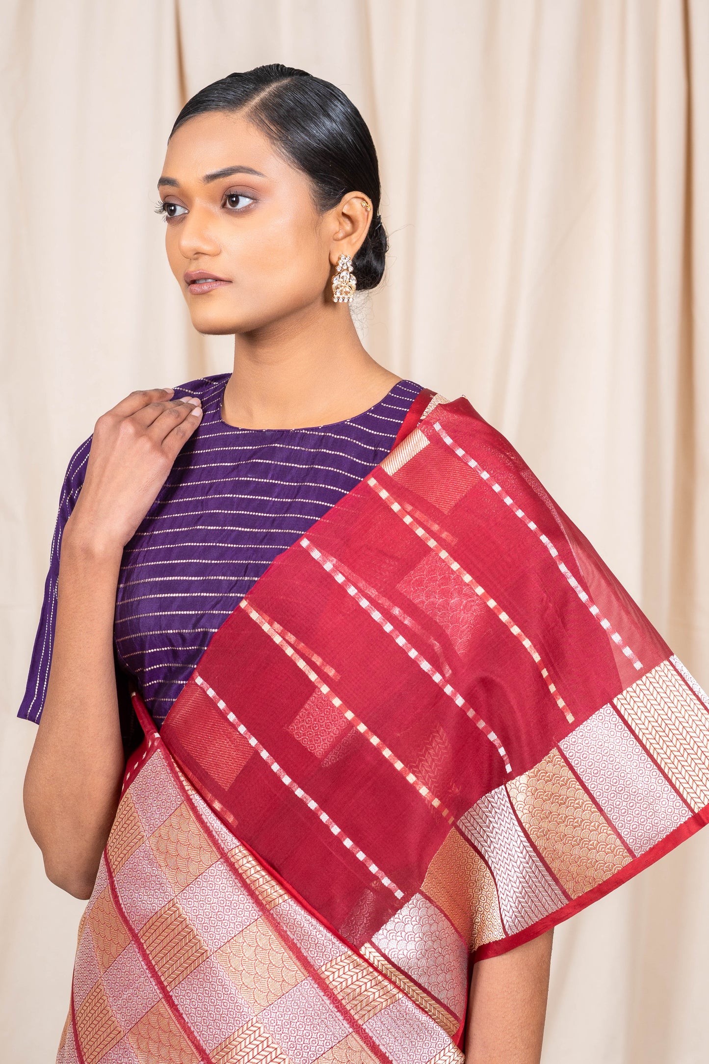 Brown Organza Handwoven Banaras Saree