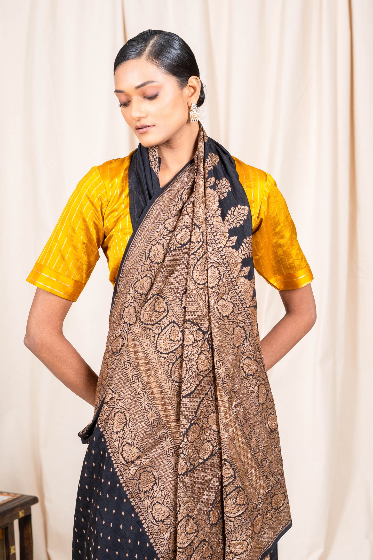 Black Banarasee Handwoven Saree