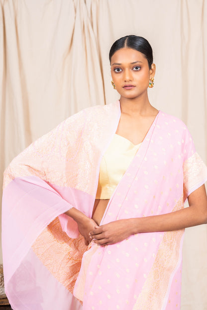 Pink Khaddi Georgette Banarasi Saree